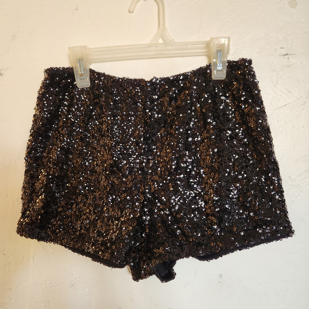 Sequin Black and Brown Women's Shorts
